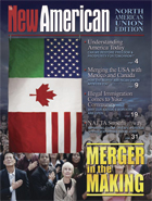 John Birch Society's “North American Union” hoax magazine cover, showing fake NAU flag